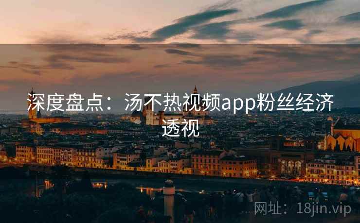 深度盘点：汤不热视频app粉丝经济透视